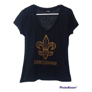 New Orleans Fleur De Lis Bling Burnout Tee